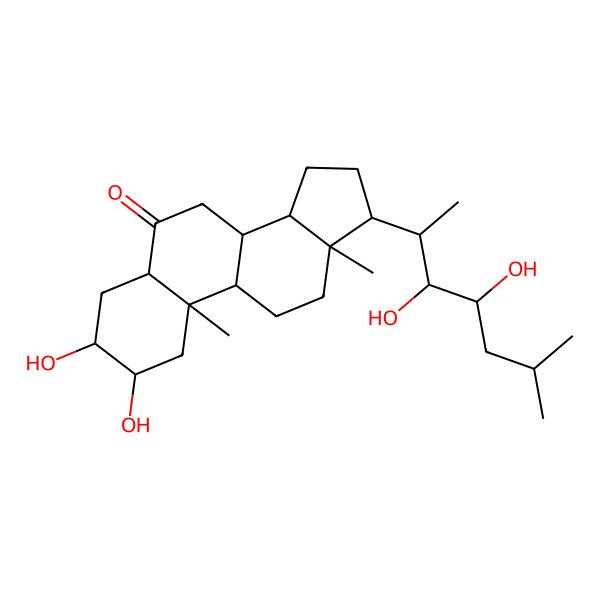 2D Structure of (2R,3S,5S,8S,9S,10R,13R,14S,17R)-17-[(2S,3R,4R)-3,4-dihydroxy-6-methylheptan-2-yl]-2,3-dihydroxy-10,13-dimethyl-1,2,3,4,5,7,8,9,11,12,14,15,16,17-tetradecahydrocyclopenta[a]phenanthren-6-one