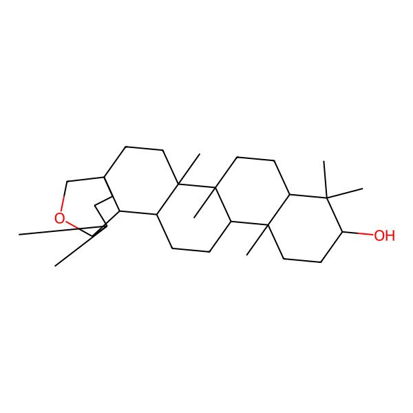 2D Structure of (1R,4R,5R,8R,10S,13S,14R,17R,18R,19R)-4,5,9,9,13,20,20-heptamethyl-24-oxahexacyclo[17.3.2.01,18.04,17.05,14.08,13]tetracosan-10-ol