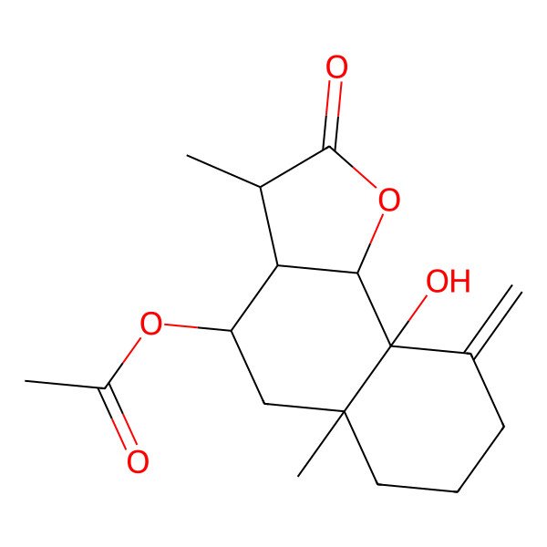 2D Structure of (9a-Hydroxy-3,5a-dimethyl-9-methylidene-2-oxo-3,3a,4,5,6,7,8,9b-octahydrobenzo[g][1]benzofuran-4-yl) acetate