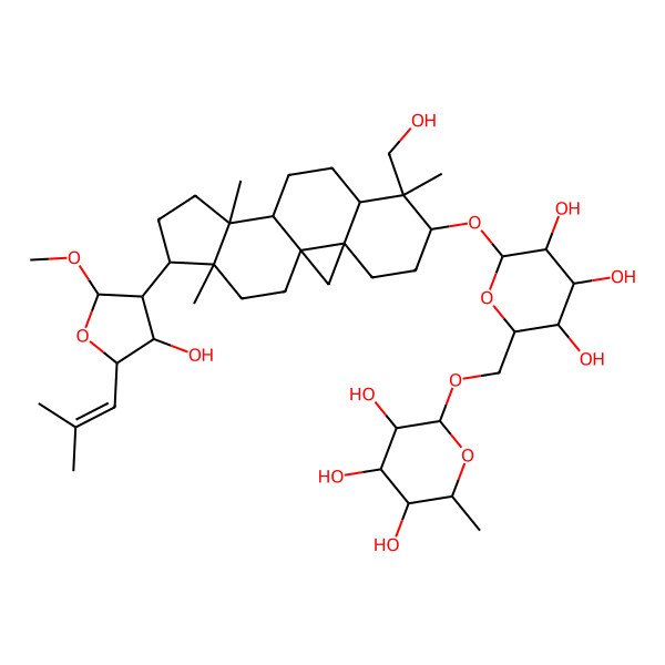 2D Structure of 2-Methyl-6-[[3,4,5-trihydroxy-6-[[15-[4-hydroxy-2-methoxy-5-(2-methylprop-1-enyl)oxolan-3-yl]-7-(hydroxymethyl)-7,12,16-trimethyl-6-pentacyclo[9.7.0.01,3.03,8.012,16]octadecanyl]oxy]oxan-2-yl]methoxy]oxane-3,4,5-triol