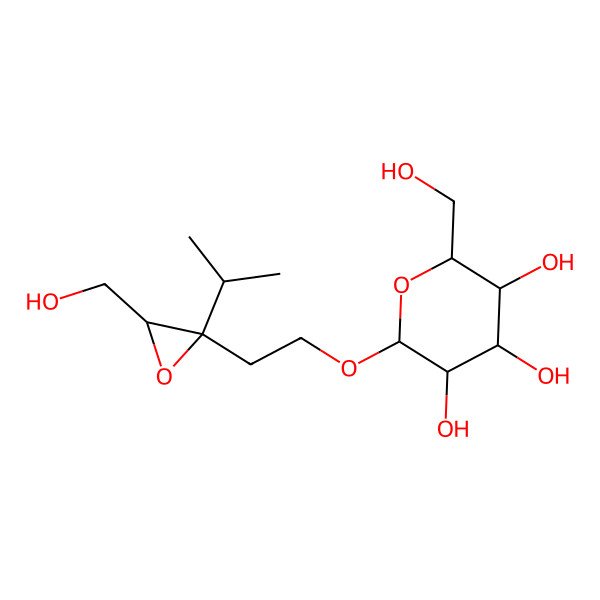 2D Structure of (2R,3S,4S,5R,6R)-2-(hydroxymethyl)-6-[2-[(2S,3R)-3-(hydroxymethyl)-2-propan-2-yloxiran-2-yl]ethoxy]oxane-3,4,5-triol