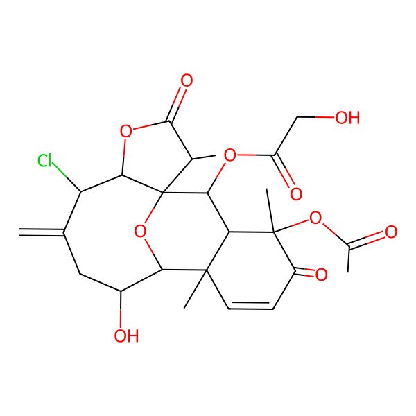 2D Structure of [(1R,2R,5R,6S,9R,10S,11S,15S,16S,17R)-15-acetyloxy-6-chloro-9-hydroxy-2,11,15-trimethyl-7-methylidene-3,14-dioxo-4,18-dioxatetracyclo[8.7.1.01,5.011,16]octadec-12-en-17-yl] 2-hydroxyacetate
