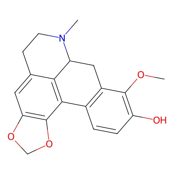 2D Structure of 15-Methoxy-11-methyl-3,5-dioxa-11-azapentacyclo[10.7.1.02,6.08,20.014,19]icosa-1(20),2(6),7,14(19),15,17-hexaen-16-ol