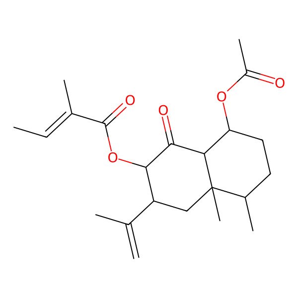 2D Structure of [(2R,3R,4aR,5S,8S,8aS)-8-acetyloxy-4a,5-dimethyl-1-oxo-3-prop-1-en-2-yl-2,3,4,5,6,7,8,8a-octahydronaphthalen-2-yl] (E)-2-methylbut-2-enoate
