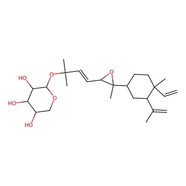 2D Structure of (2S,3S,4R,5R)-2-[(E)-4-[(2R,3R)-3-[(3R,4R)-4-ethenyl-4-methyl-3-prop-1-en-2-ylcyclohexyl]-3-methyloxiran-2-yl]-2-methylbut-3-en-2-yl]oxyoxane-3,4,5-triol