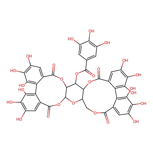 2D Structure of [(1R,3S,20R,21S,22R)-8,9,10,13,14,15,27,28,29,32,33,34-dodecahydroxy-5,18,24,37-tetraoxo-2,4,19,23,38-pentaoxaheptacyclo[20.17.0.03,20.06,11.012,17.025,30.031,36]nonatriaconta-6,8,10,12,14,16,25,27,29,31,33,35-dodecaen-21-yl] 3,4,5-trihydroxybenzoate