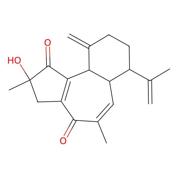 2D Structure of 2,3,6aalpha,7,8,9,10,10abeta-Octahydro-2alpha-hydroxy-2,5-dimethyl-7alpha-(1-methylethenyl)-10-methylenebenz[e]azulene-1,4-dione