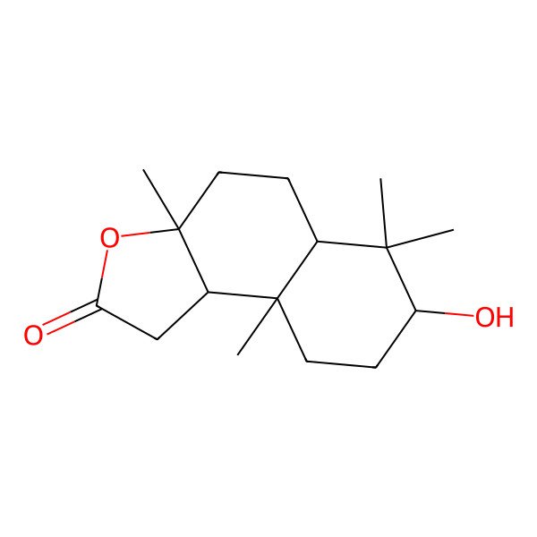 2D Structure of (3aR,5aR,7R,9aS,9bR)-7-hydroxy-3a,6,6,9a-tetramethyl-1,4,5,5a,7,8,9,9b-octahydrobenzo[e][1]benzofuran-2-one