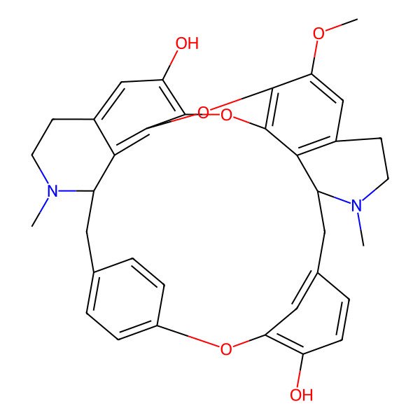 2D Structure of 20-Methoxy-15,30-dimethyl-7,23,33-trioxa-15,30-diazaoctacyclo[19.9.3.23,6.18,12.114,18.024,32.027,31.022,34]heptatriaconta-3(37),4,6(36),8,10,12(35),18,20,22(34),24,26,31-dodecaene-9,25-diol