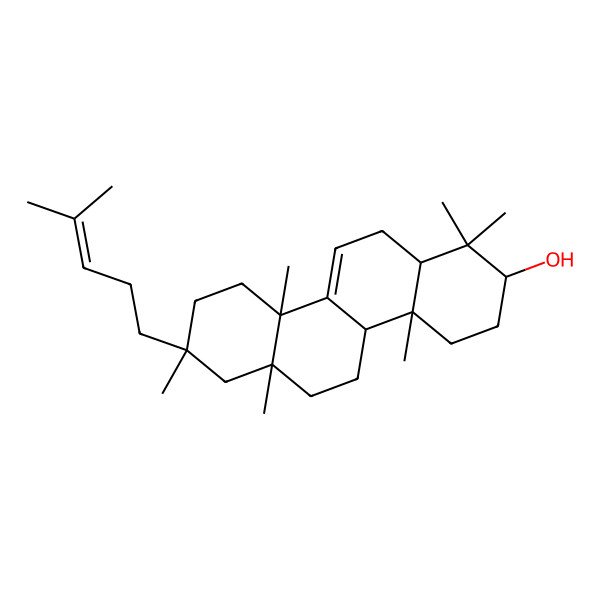 2D Structure of 1,1,4a,6a,8,10a-hexamethyl-8-(4-methylpent-3-enyl)-3,4,4b,5,6,7,9,10,12,12a-decahydro-2H-chrysen-2-ol