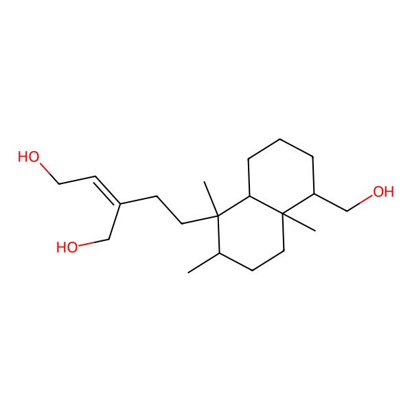 2D Structure of 2-[2-[5-(Hydroxymethyl)-1,2,4a-trimethyl-2,3,4,5,6,7,8,8a-octahydronaphthalen-1-yl]ethyl]but-2-ene-1,4-diol