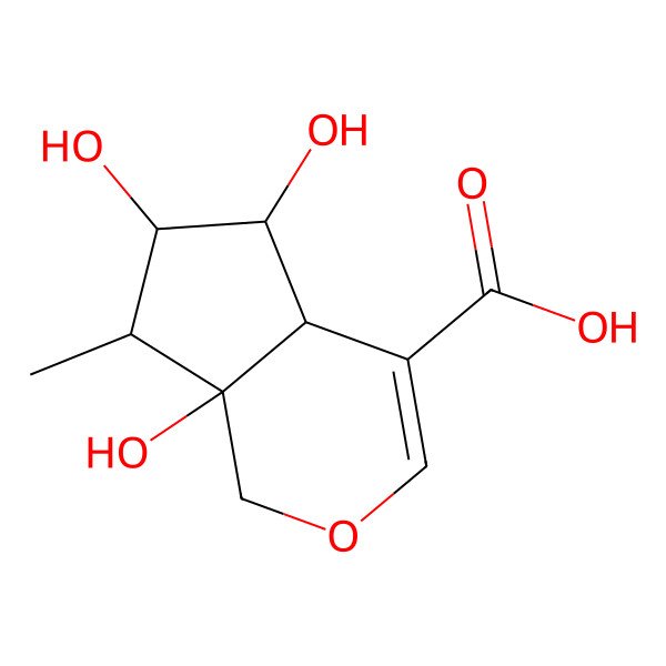 2D Structure of (4aS,5R,6S,7S,7aS)-5,6,7a-trihydroxy-7-methyl-4a,5,6,7-tetrahydro-1H-cyclopenta[c]pyran-4-carboxylic acid