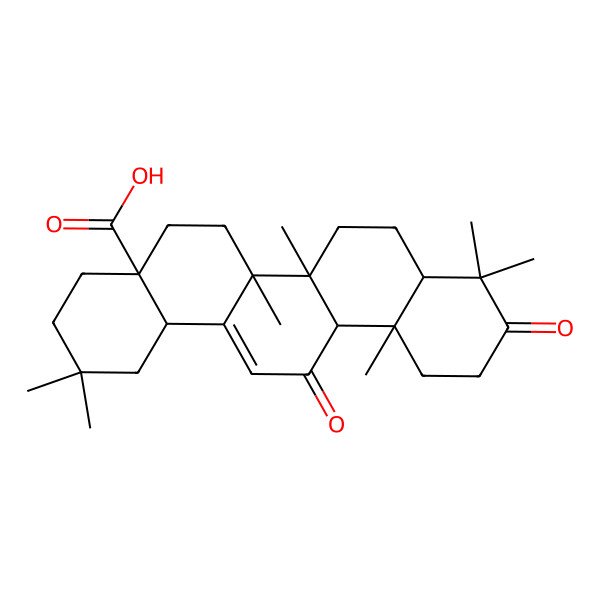 2D Structure of (4aS,6aS,6bR,12aS)-2,2,6a,6b,9,9,12a-heptamethyl-10,13-dioxo-1,3,4,5,6,6a,7,8,8a,11,12,14b-dodecahydropicene-4a-carboxylic acid
