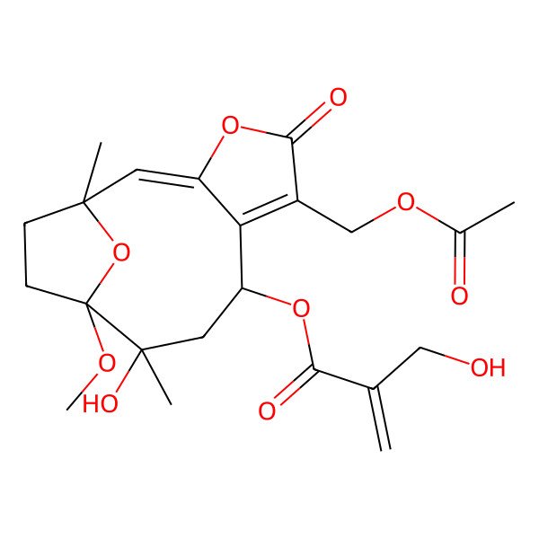 2D Structure of [(1R,2E,8S,10R,11S)-6-(acetyloxymethyl)-10-hydroxy-11-methoxy-1,10-dimethyl-5-oxo-4,14-dioxatricyclo[9.2.1.03,7]tetradeca-2,6-dien-8-yl] 2-(hydroxymethyl)prop-2-enoate