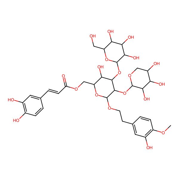 2D Structure of [(2R,3R,4S,5R,6R)-3-hydroxy-6-[2-(3-hydroxy-4-methoxyphenyl)ethoxy]-4-[(2S,3R,4S,5S,6R)-3,4,5-trihydroxy-6-(hydroxymethyl)oxan-2-yl]oxy-5-[(2R,3S,4R,5R)-3,4,5-trihydroxyoxan-2-yl]oxyoxan-2-yl]methyl (E)-3-(3,4-dihydroxyphenyl)prop-2-enoate