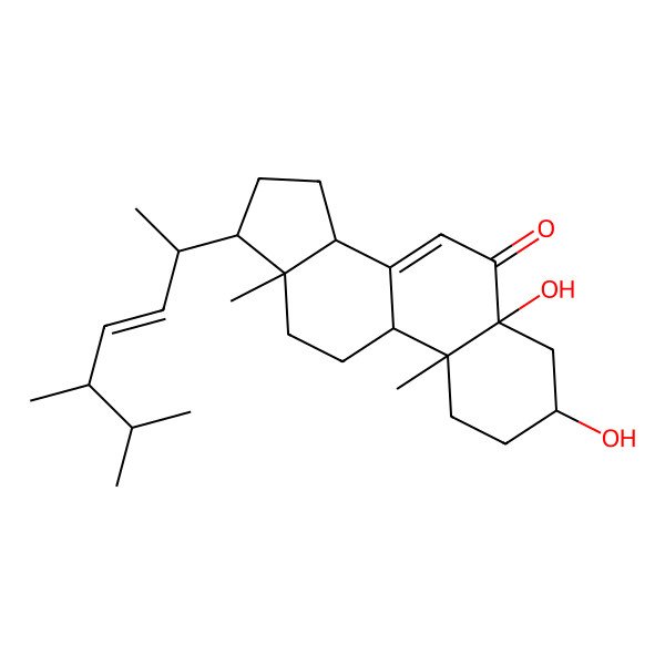 2D Structure of 17-(5,6-dimethylhept-3-en-2-yl)-3,5-dihydroxy-10,13-dimethyl-2,3,4,9,11,12,14,15,16,17-decahydro-1H-cyclopenta[a]phenanthren-6-one