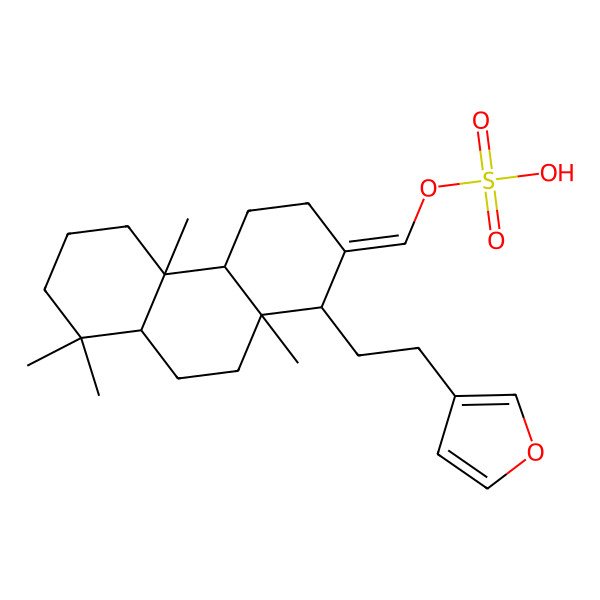 2D Structure of [(E)-[(1R,4bS,10aS)-1-[2-(furan-3-yl)ethyl]-4b,8,8,10a-tetramethyl-1,3,4,4a,5,6,7,8a,9,10-decahydrophenanthren-2-ylidene]methyl] hydrogen sulfate