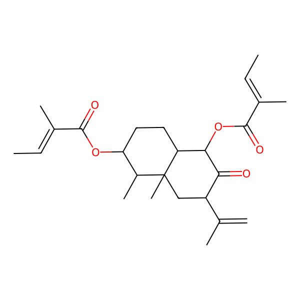 2D Structure of [1,8a-Dimethyl-5-(2-methylbut-2-enoyloxy)-6-oxo-7-prop-1-en-2-yl-1,2,3,4,4a,5,7,8-octahydronaphthalen-2-yl] 2-methylbut-2-enoate