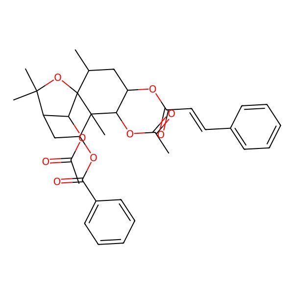 2D Structure of [(1S,2R,4S,5S,6R,7S,9R,12R)-5,12-diacetyloxy-2,6,10,10-tetramethyl-4-[(E)-3-phenylprop-2-enoyl]oxy-11-oxatricyclo[7.2.1.01,6]dodecan-7-yl] benzoate