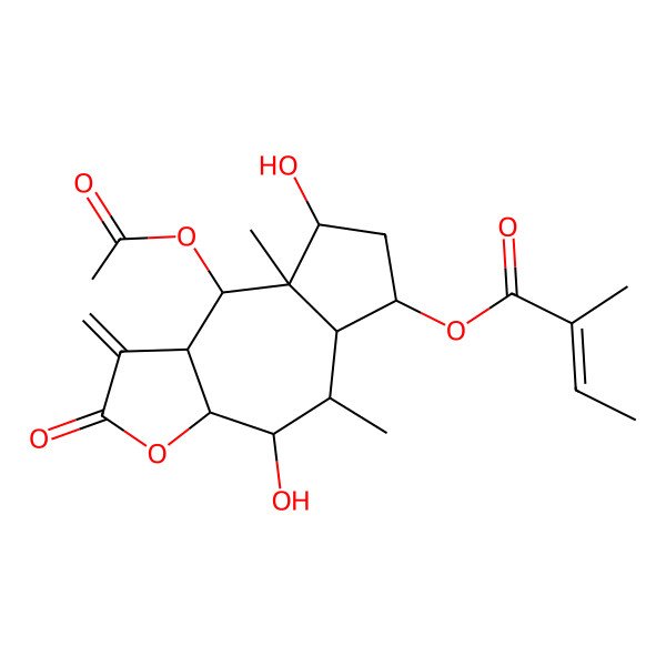 2D Structure of [(3aR,4R,5S,5aS,6S,8R,8aS,9R,9aS)-9-acetyloxy-4,8-dihydroxy-5,8a-dimethyl-1-methylidene-2-oxo-4,5,5a,6,7,8,9,9a-octahydro-3aH-azuleno[6,5-b]furan-6-yl] (Z)-2-methylbut-2-enoate