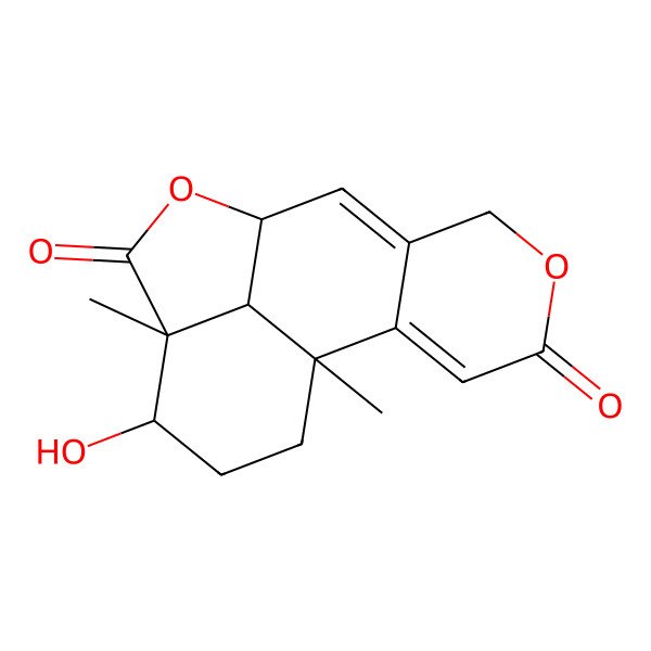 2D Structure of (1S,9R,12R,13R,16S)-13-hydroxy-1,12-dimethyl-5,10-dioxatetracyclo[7.6.1.02,7.012,16]hexadeca-2,7-diene-4,11-dione