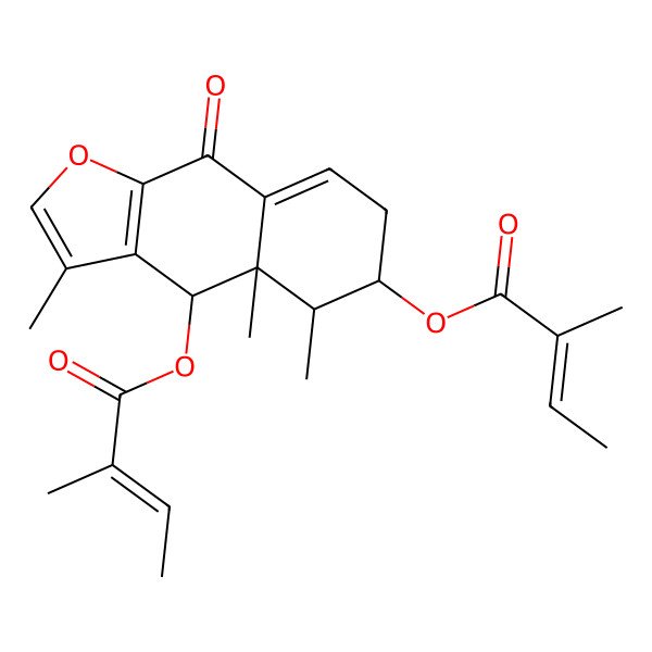 2D Structure of [3,4a,5-Trimethyl-4-(2-methylbut-2-enoyloxy)-9-oxo-4,5,6,7-tetrahydrobenzo[f][1]benzofuran-6-yl] 2-methylbut-2-enoate