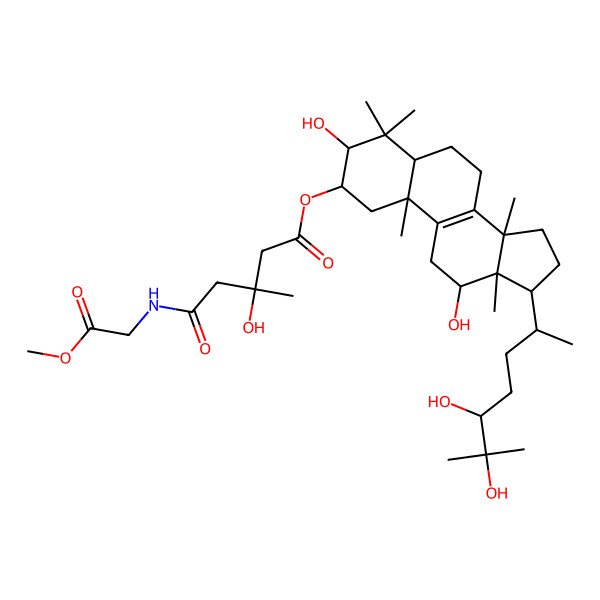 2D Structure of [(2R,3R,5R,10S,12S,13R,14S,17R)-17-[(2R,5R)-5,6-dihydroxy-6-methylheptan-2-yl]-3,12-dihydroxy-4,4,10,13,14-pentamethyl-2,3,5,6,7,11,12,15,16,17-decahydro-1H-cyclopenta[a]phenanthren-2-yl] (3R)-3-hydroxy-5-[(2-methoxy-2-oxoethyl)amino]-3-methyl-5-oxopentanoate