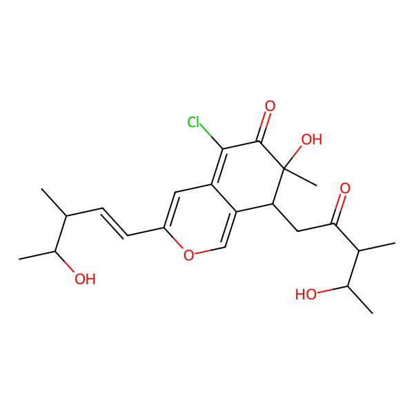 2D Structure of 5-chloro-7-hydroxy-8-(4-hydroxy-3-methyl-2-oxopentyl)-3-(4-hydroxy-3-methylpent-1-enyl)-7-methyl-8H-isochromen-6-one