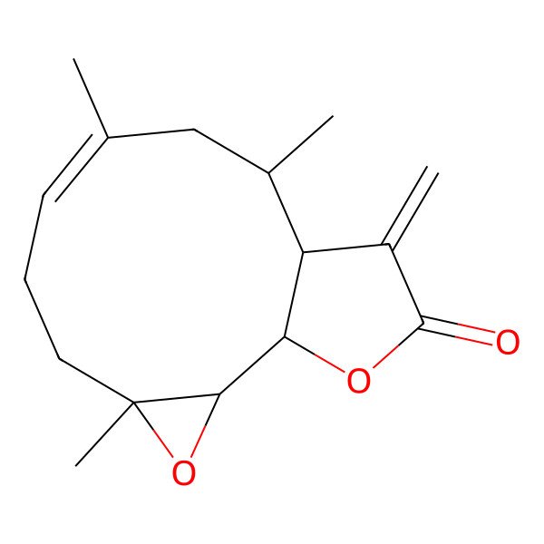 2D Structure of (1S,2S,4R,7Z,10R,11S)-4,8,10-trimethyl-12-methylidene-3,14-dioxatricyclo[9.3.0.02,4]tetradec-7-en-13-one