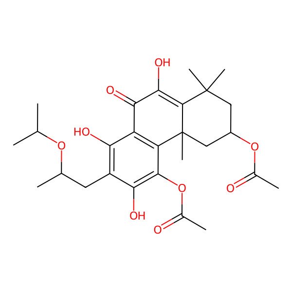 2D Structure of [(3S,4aS)-5-acetyloxy-6,8,10-trihydroxy-1,1,4a-trimethyl-9-oxo-7-(2-propan-2-yloxypropyl)-3,4-dihydro-2H-phenanthren-3-yl] acetate