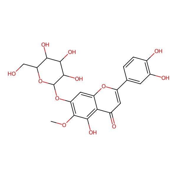2D Structure of 2-(3,4-dihydroxyphenyl)-5-hydroxy-6-methoxy-7-[(2S,3S,5S)-3,4,5-trihydroxy-6-(hydroxymethyl)oxan-2-yl]oxychromen-4-one