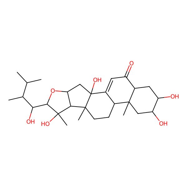 2D Structure of (2S,4S,6S,7R,8R,9R,12R,13R,15S,16R,18R)-2,7,15,16-tetrahydroxy-6-[(1S)-1-hydroxy-2,3-dimethylbutyl]-7,9,13-trimethyl-5-oxapentacyclo[10.8.0.02,9.04,8.013,18]icos-1(20)-en-19-one