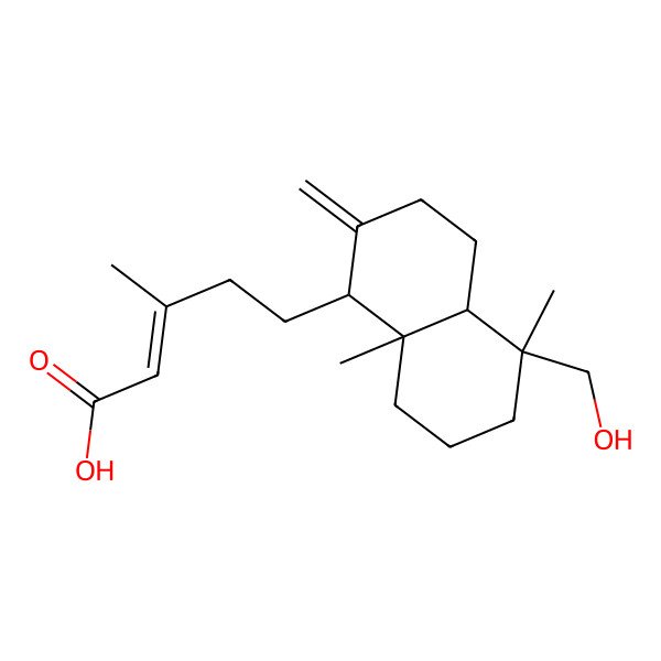 2D Structure of (E)-5-[(1S,4aS,5S,8aR)-5-(hydroxymethyl)-5,8a-dimethyl-2-methylidene-3,4,4a,6,7,8-hexahydro-1H-naphthalen-1-yl]-3-methylpent-2-enoic acid