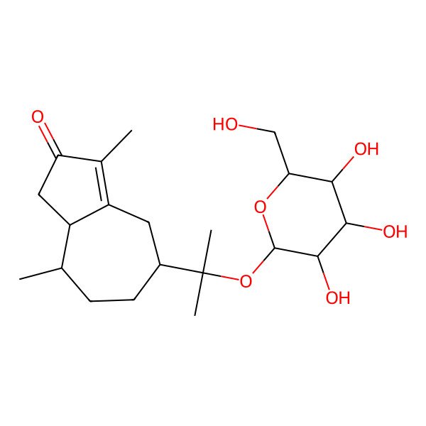 2D Structure of (5R,8S,8aR)-3,8-dimethyl-5-[2-[(2S,3R,4S,5S,6R)-3,4,5-trihydroxy-6-(hydroxymethyl)oxan-2-yl]oxypropan-2-yl]-4,5,6,7,8,8a-hexahydro-1H-azulen-2-one