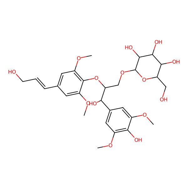 2D Structure of (2R,3R,4S,5S,6R)-2-[(2S,3R)-3-hydroxy-3-(4-hydroxy-3,5-dimethoxyphenyl)-2-[4-[(E)-3-hydroxyprop-1-enyl]-2,6-dimethoxyphenoxy]propoxy]-6-(hydroxymethyl)oxane-3,4,5-triol