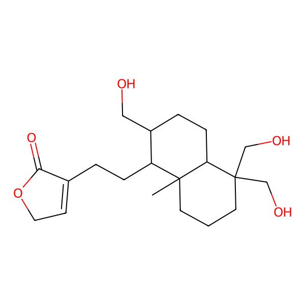 2D Structure of 4-[2-[2,5,5-tris(hydroxymethyl)-8a-methyl-1,2,3,4,4a,6,7,8-octahydronaphthalen-1-yl]ethyl]-2H-furan-5-one