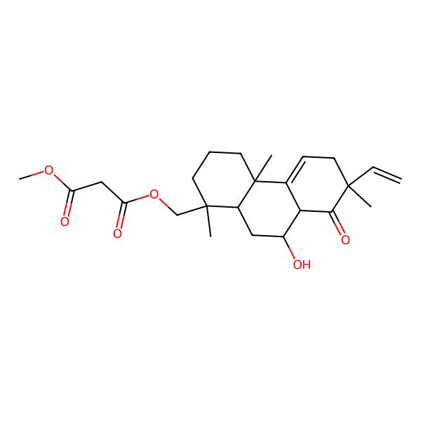 2D Structure of 3-O-[[(1R,4aS,7R,8aS,9S,10aR)-7-ethenyl-9-hydroxy-1,4a,7-trimethyl-8-oxo-2,3,4,6,8a,9,10,10a-octahydrophenanthren-1-yl]methyl] 1-O-methyl propanedioate