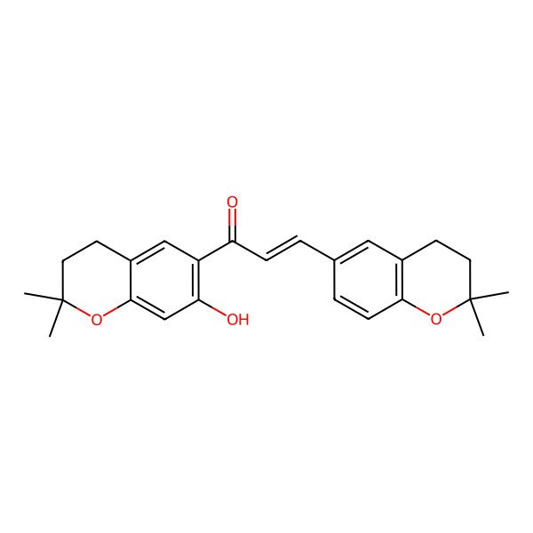2D Structure of 3-(2,2-Dimethyl-3,4-dihydrochromen-6-yl)-1-(7-hydroxy-2,2-dimethyl-3,4-dihydrochromen-6-yl)prop-2-en-1-one