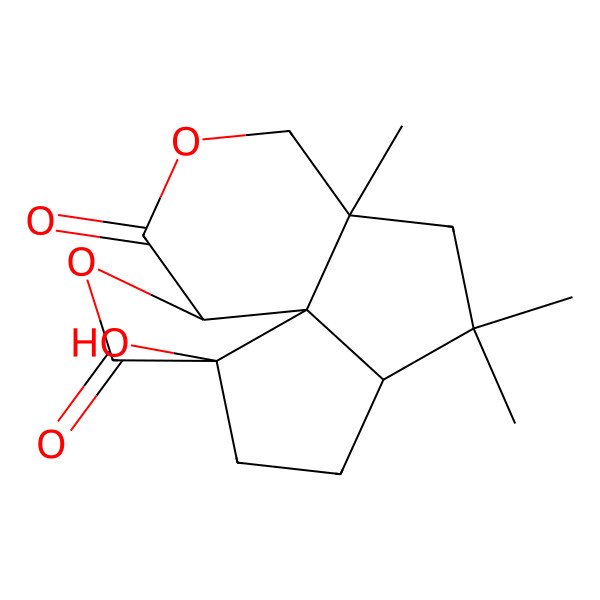 2D Structure of (1S,4S,8S,11S,14S)-1-hydroxy-8,10,10-trimethyl-3,6-dioxatetracyclo[6.5.1.04,14.011,14]tetradecane-2,5-dione