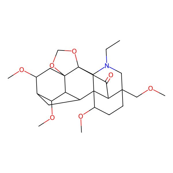 2D Structure of (1S,2R,3R,4S,5R,6S,8R,12R,13S,16S,19S,20R)-14-ethyl-4,6,19-trimethoxy-16-(methoxymethyl)-9,11-dioxa-14-azaheptacyclo[10.7.2.12,5.01,13.03,8.08,12.016,20]docosan-21-one
