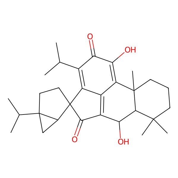 2D Structure of (1'S,4S,5'R,6S,6aR,10aS)-1,6-dihydroxy-7,7,10a-trimethyl-1',3-di(propan-2-yl)spiro[6a,8,9,10-tetrahydro-6H-acephenanthrylene-4,4'-bicyclo[3.1.0]hexane]-2,5-dione