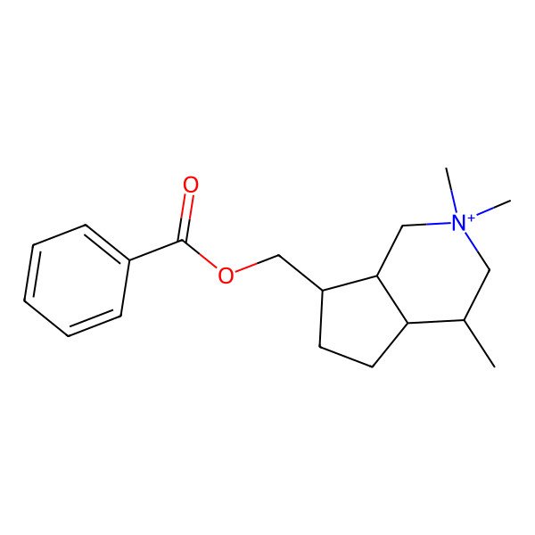 2D Structure of [(4R,4aR,7R,7aR)-2,2,4-trimethyl-1,3,4,4a,5,6,7,7a-octahydrocyclopenta[c]pyridin-2-ium-7-yl]methyl benzoate