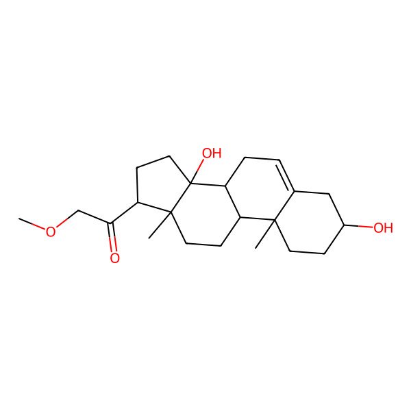 2D Structure of 1-(3,14-Dihydroxy-10,13-dimethyl-1,2,3,4,7,8,9,11,12,15,16,17-dodecahydrocyclopenta[a]phenanthren-17-yl)-2-methoxyethanone