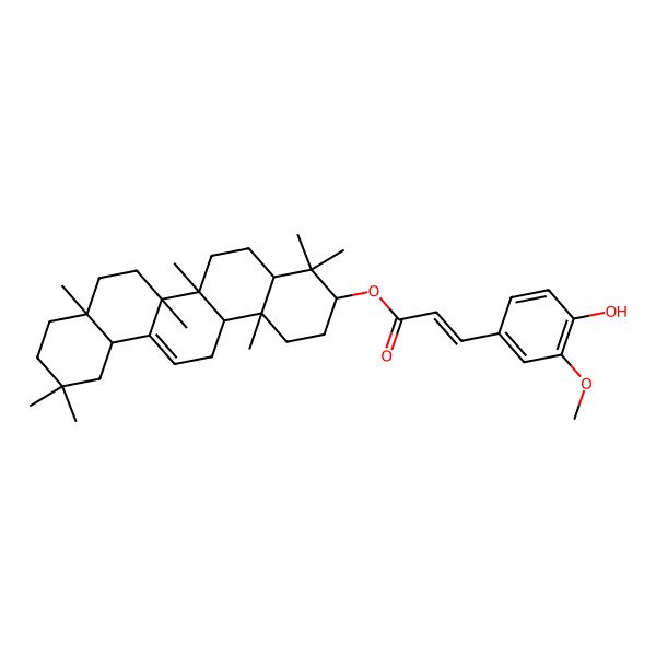2D Structure of (4,4,6a,6b,8a,11,11,14b-Octamethyl-1,2,3,4a,5,6,7,8,9,10,12,12a,14,14a-tetradecahydropicen-3-yl) 3-(4-hydroxy-3-methoxyphenyl)prop-2-enoate
