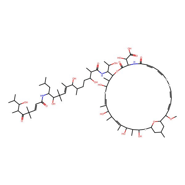 2D Structure of 2-hydroxy-2-[(3Z,5Z,9Z,11Z,22Z,26Z)-20,24,28,30-tetrahydroxy-18-[2-hydroxy-1-[[(E)-3,7,11-trihydroxy-12-[[(E)-7-hydroxy-4,4,6,8-tetramethyl-5-oxonon-2-enoyl]amino]-2,6,8,10,10,14-hexamethylpentadec-8-enoyl]amino]propyl]-2-methoxy-19,23,25,27,29,34-hexamethyl-13,16-dioxo-17,36-dioxa-14-azabicyclo[30.3.1]hexatriaconta-3,5,9,11,22,26-hexaen-15-yl]acetic acid