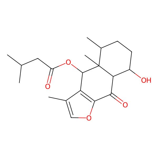 2D Structure of [(4S,4aR,5S,8S,8aS)-8-hydroxy-3,4a,5-trimethyl-9-oxo-4,5,6,7,8,8a-hexahydrobenzo[f][1]benzofuran-4-yl] 3-methylbutanoate