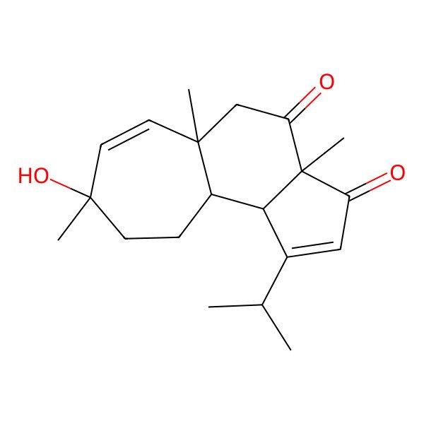 2D Structure of (3aR,5aS,8S,10aR,10bS)-8-hydroxy-3a,5a,8-trimethyl-1-propan-2-yl-9,10,10a,10b-tetrahydro-5H-cyclohepta[e]indene-3,4-dione
