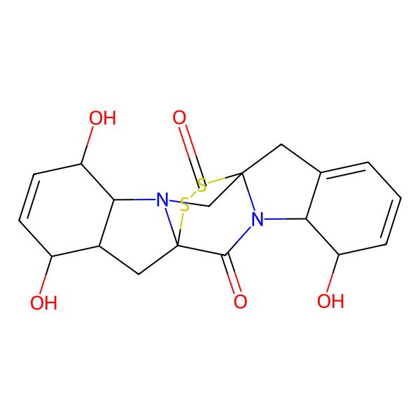 2D Structure of 5,15,18-Trihydroxy-21,22-dithia-3,13-diazahexacyclo[9.9.2.01,13.03,11.04,9.014,19]docosa-6,8,16-triene-2,12-dione