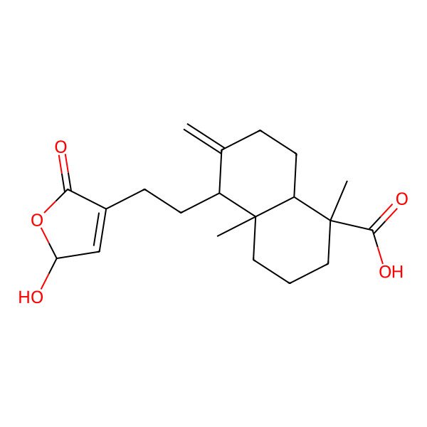 2D Structure of (1S,4aR,5S,8aR)-5-[2-[(2S)-2-hydroxy-5-oxo-2H-furan-4-yl]ethyl]-1,4a-dimethyl-6-methylidene-3,4,5,7,8,8a-hexahydro-2H-naphthalene-1-carboxylic acid