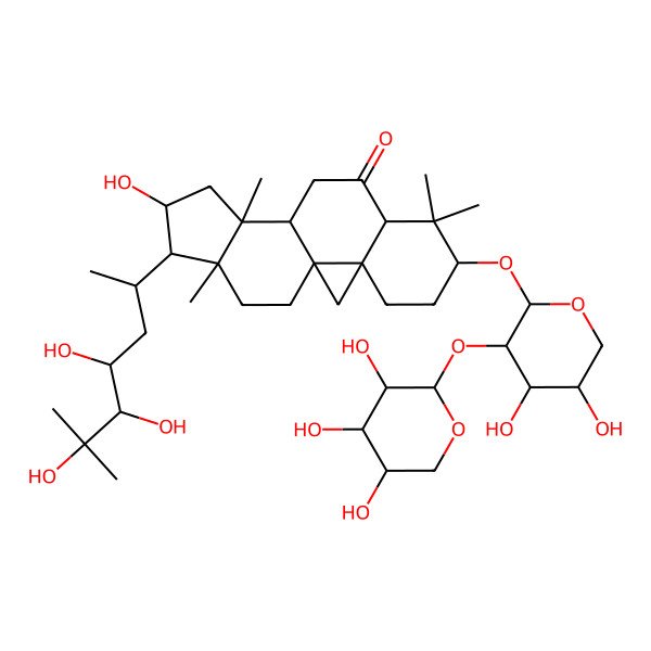 2D Structure of 6-[4,5-Dihydroxy-3-(3,4,5-trihydroxyoxan-2-yl)oxyoxan-2-yl]oxy-14-hydroxy-7,7,12,16-tetramethyl-15-(4,5,6-trihydroxy-6-methylheptan-2-yl)pentacyclo[9.7.0.01,3.03,8.012,16]octadecan-9-one